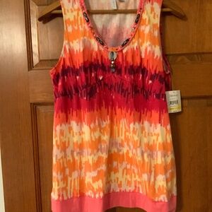 Relativity Beaded Tank Top, PM, Coral/Pink, NWT